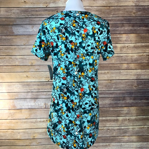 Lularoe Green Floral Short Sleeve Classic Tee - Picture 2 of 8